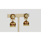 Traditional Red Meena Bore Hasli with Jhoomki Pair, Adorned with Diamond Polki and Pearls (KMNE3414)