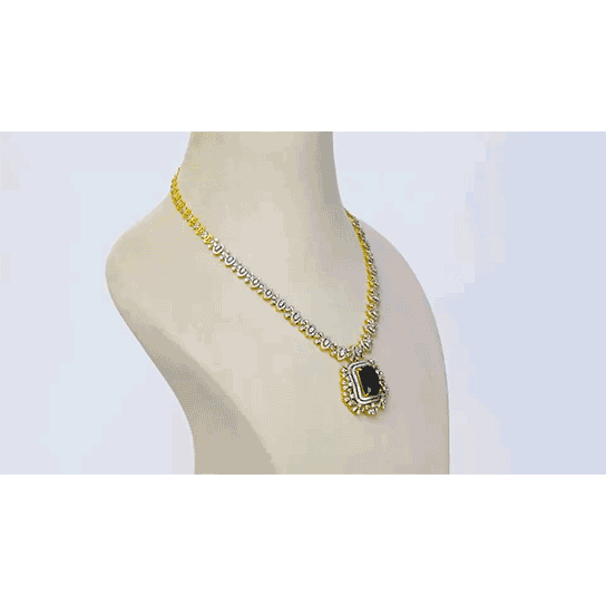 Introducing our luxurious Long Diamond Chain Necklace, featuring an exquisite Emerald Cushion Shape and Diamond Pendant - (PGDNE0118)