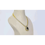 Introducing our luxurious Long Diamond Chain Necklace, featuring an exquisite Emerald Cushion Shape and Diamond Pendant - (PGDNE0118)