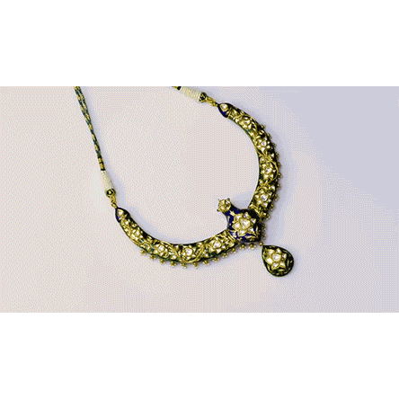 Experience the Beauty of Tradition with this Peacock Design Hasli Necklace and Earring Pair - (KMNE3422)