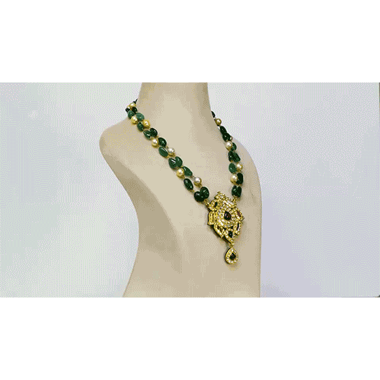 Exquisite Navratan Pendant and Earring Set - (KMPE1252)