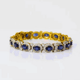 Radiate elegance with our Diamond and Oval Blue Sapphire Bracelet - (WDN778)