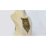 Traditional Blue Meena Tewata Style Long Necklace Enhanced with Uncut Diamonds - (KMNE3394)