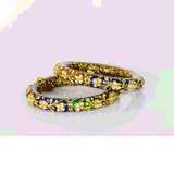 Discover the artistry of tradition with our Multi-Color Enameled Kada adorned with Diamond Polki - (KMB0573)