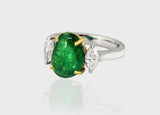 Emerald Cabochon and Fancy Shape Diamond Ring, Embrace the unique beauty of emerald cabochons harmonized with the dazzling sparkle of fancy shape diamonds. (PGDPJ)