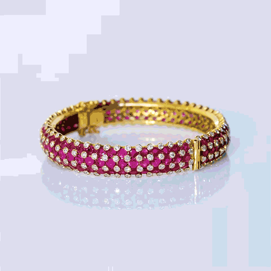 Experience the royal splendor of our ruby and diamond kada - (PGDB054)