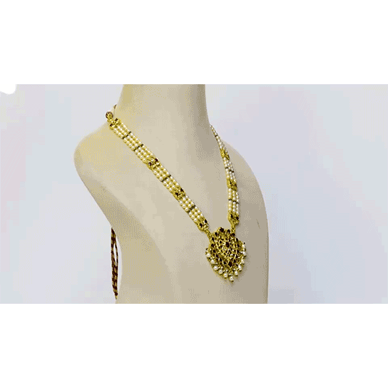 Discover opulent elegance with our long patrihaar type necklace and earring pair - (KMNE3448)