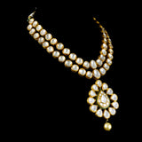 Double line big polki necklace, featuring a captivating pendant.(AJNE)