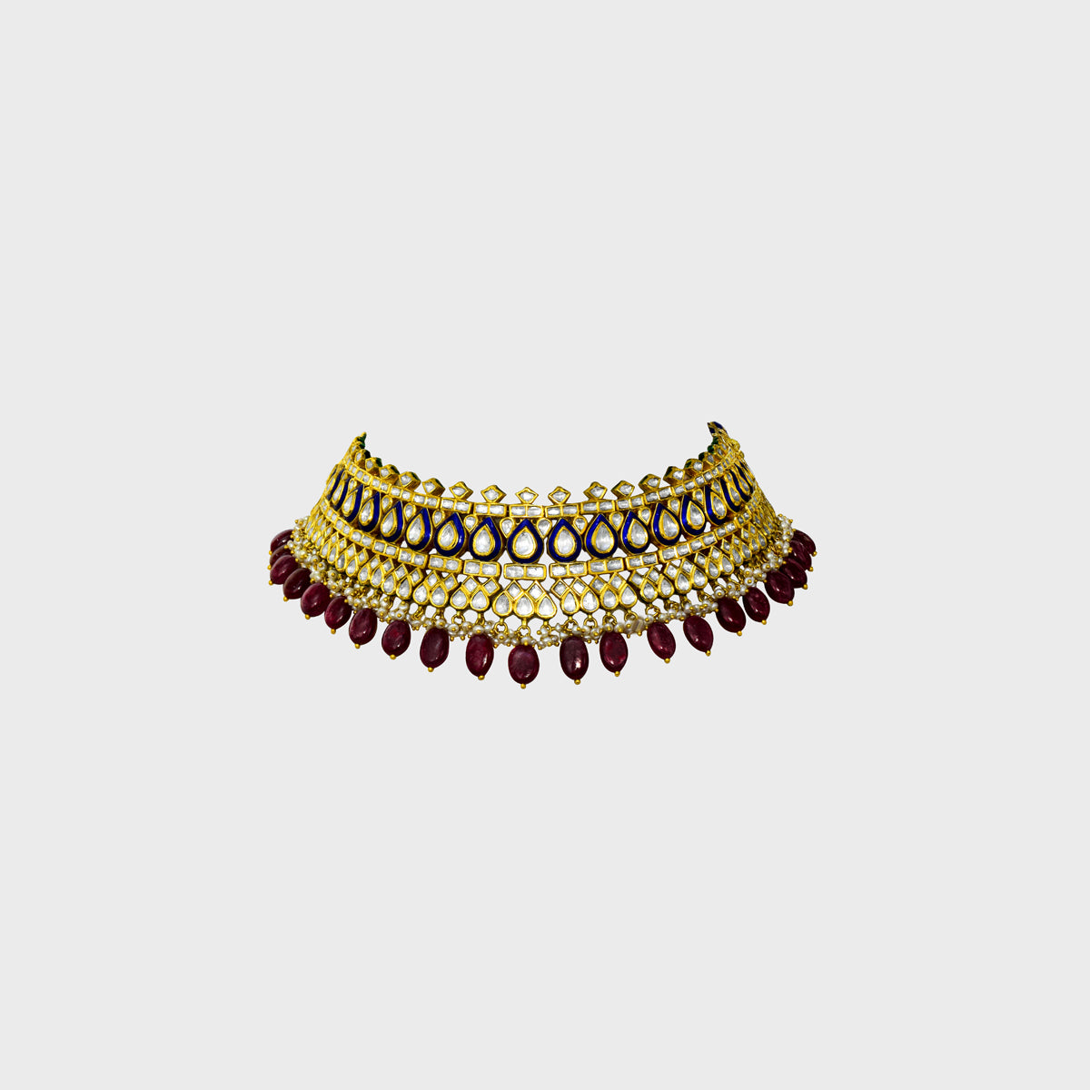 Indulge in timeless sophistication with our semi-choker necklace and earring pair - (KMNE3435)