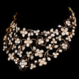 Exquisite fusion-style floral designer necklace, featuring dazzling diamond Polki and diamond rounds with intricate black Meena detailing at the center. - WDN1184