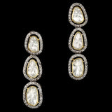 Exquisite double-line fusion-style necklace and earring pair adorned with dazzling diamond polki and round diamonds - KMNE3509