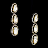 Exquisite double-line fusion-style necklace and earring pair adorned with dazzling diamond polki and round diamonds - KMNE3509