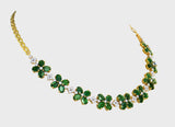 Our exquisite emerald and diamond necklace paired perfectly with luxurious tops, adding a touch of sophistication to any look.(GDNE0489)