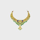 Graceful Splendor: Explore the allure of our multi-enameled peacock design necklace and earring set - (KMNE3352)