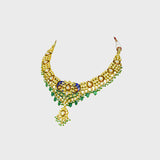 Graceful Splendor: Explore the allure of our multi-enameled peacock design necklace and earring set - (KMNE3352)