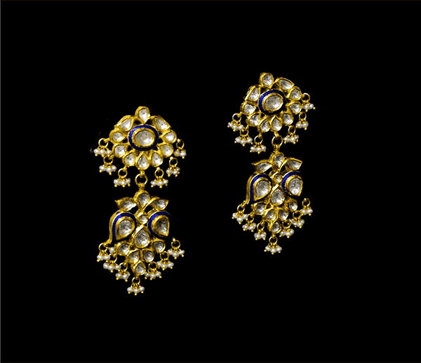 Blue Meena Necklace and Earring Pair - KMNE3402+KME2286