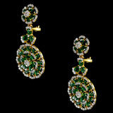 Exquisite diamond and emerald jewelry set featuring a floral-inspired necklace, earrings, and ring. - pgdne0136