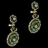 Exquisite diamond and emerald jewelry set featuring a floral-inspired necklace, earrings, and ring. - pgdne0136