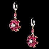 Elegant ruby and diamond necklace and earring set, featuring dazzling diamond rounds and rose-cut diamonds. - PGDNE0137