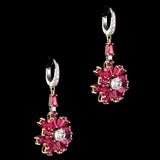 Elegant ruby and diamond necklace and earring set, featuring dazzling diamond rounds and rose-cut diamonds. - PGDNE0137