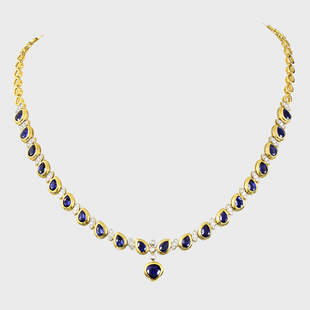 Elegant kyanite and diamond sleek design necklace, featuring a perfect blend of modern sophistication and timeless charm. - PGDNE0140