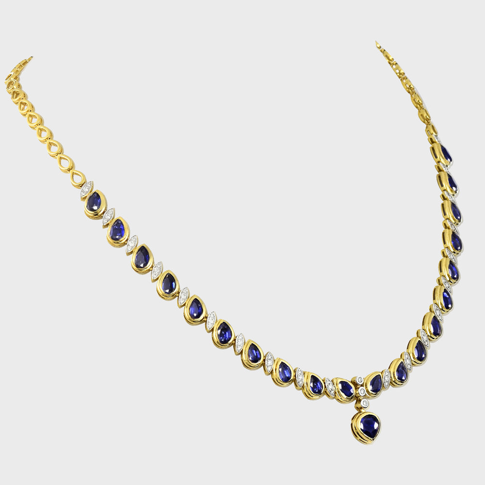 Elegant kyanite and diamond sleek design necklace, featuring a perfect blend of modern sophistication and timeless charm. - PGDNE0140
