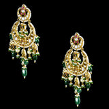 Magnificent traditional jadau chandbali earrings, adorned with radiant diamond polki - KME2384