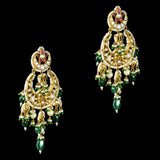 Magnificent traditional jadau chandbali earrings, adorned with radiant diamond polki - KME2384
