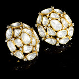 Elegant fusion-style tops featuring diamond polki and round diamonds, crafted in  gold for a timeless sparkle. Perfect for adding sophistication to any look. - KME2374