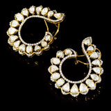Elegant Fusion: Diamond Polki & Round Diamond Earrings for a Timeless Sparkle - KME2345