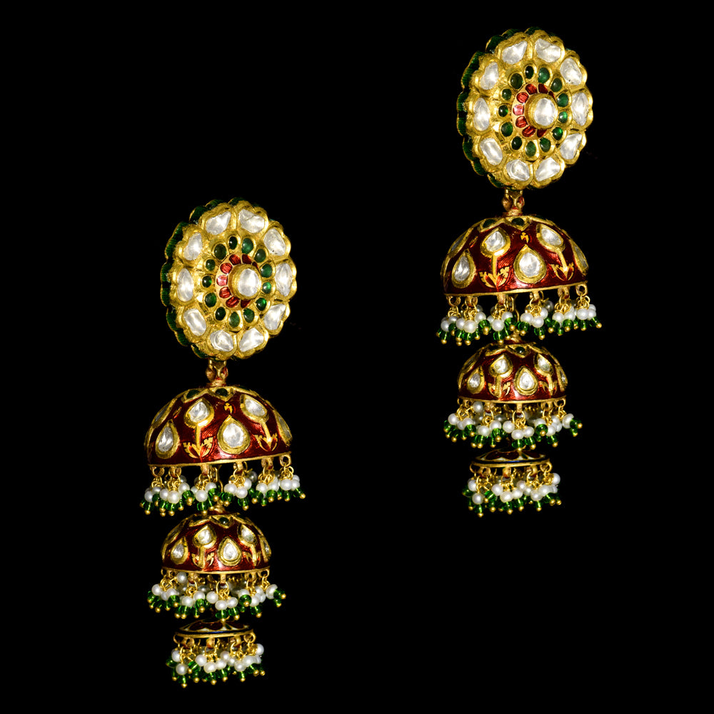 Embrace timeless elegance with this exquisite Traditional Long Jhoomkis Pair - KME2364