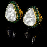 Exquisite tops featuring a radiant diamond polki center, elegantly encircled by emerald-cut round - KME2392