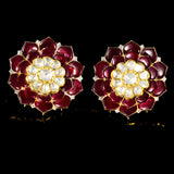 Floral Grandeur: Big Flower Design Tops with Diamonds & Flat Rubies - KME2352