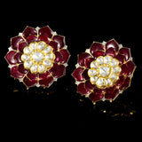 Floral Grandeur: Big Flower Design Tops with Diamonds & Flat Rubies - KME2352