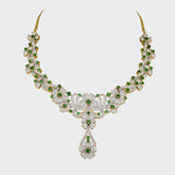 Exquisite emerald and diamond necklace set, Let your inner radiance shine through the allure of precious gemstones.(GDNE0457)