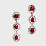 Unveil the epitome of sophistication with our captivating Ruby oval cut necklace and earring pair, adorned with dazzling diamonds.(GDNE0466)