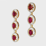 Unveil the epitome of sophistication with our captivating Ruby oval cut necklace and earring pair, adorned with dazzling diamonds.(GDNE0466)