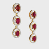 Unveil the epitome of sophistication with our captivating Ruby oval cut necklace and earring pair, adorned with dazzling diamonds.(GDNE0466)