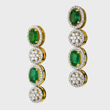 Enchant with elegance in our Emerald oval and diamond necklace and earring pair. Each piece exudes timeless sophistication and luxury.(GDNE0470)