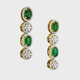 Enchant with elegance in our Emerald oval and diamond necklace and earring pair. Each piece exudes timeless sophistication and luxury.(GDNE0470)