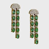 Our double line necklace set features mesmerizing Emerald ovals and dazzling round diamonds, perfectly curated to captivate hearts.(GDNE0488)