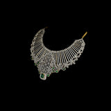 Exude timeless elegance with this stunning diamond and emerald necklace and earring set. A bold designer masterpiece, perfect for grand occasions.(GDNE0510)