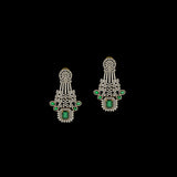 Exude timeless elegance with this stunning diamond and emerald necklace and earring set. A bold designer masterpiece, perfect for grand occasions.(GDNE0510)