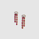 Ruby Radiance Double-Line Necklace Set A captivating double-line necklace showcasing vibrant oval rubies and sparkling diamonds, paired with elegant matching earrings for timeless glamour, sophistication, and luxurious brilliance.(GDNE0548)