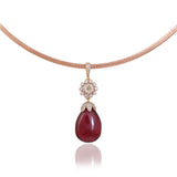 Elegant in every detail, this diamond and pink tourmaline pendant set with a gold chain is designed to shine on every occasion.(GDNE0555)