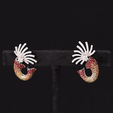 Celebrate colour and brilliance with these contemporary earrings, featuring dazzling diamonds and a stunning gradient of multi-colour sapphires.(GDPE0239)