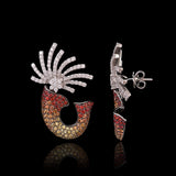 Celebrate colour and brilliance with these contemporary earrings, featuring dazzling diamonds and a stunning gradient of multi-colour sapphires.(GDPE0239)
