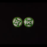 Green Enamel Diamond Pendant Set Graceful green enamel artistry adorned with sparkling diamonds creates a timeless pendant and matching tops, blending heritage craftsmanship with elegant contemporary sophistication.(GDPE0410)