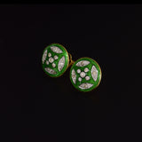 Green Enamel Diamond Pendant Set Graceful green enamel artistry adorned with sparkling diamonds creates a timeless pendant and matching tops, blending heritage craftsmanship with elegant contemporary sophistication.(GDPE0410)