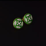 Green Enamel Diamond Pendant Set Graceful green enamel artistry adorned with sparkling diamonds creates a timeless pendant and matching tops, blending heritage craftsmanship with elegant contemporary sophistication.(GDPE0410)